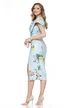 Rochie de ocazie eleganta bleu din neopren cu imprimeu floral