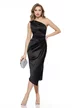 Rochie de ocazie eleganta din tafta neagra cu fusta petrecuta si fronseuri laterale