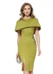 Rochie de ocazie eleganta fistic din neopren cu design inedit si aplivcatii de cristale