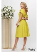 Rochie de ocazie eleganta lime din neopren pe umeri cu fusta in pliuri si cristale
