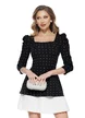 Rochie de ocazie eleganta neagra cu aplicatii de strasuri si volan plisat