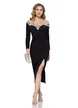 Rochie de ocazie eleganta neagra cu aplicatii spectaculoase de perle pe decolteu