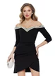 Rochie de ocazie eleganta neagra cu aplicatii spectaculoase de perle si corset