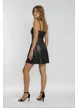 Rochie de ocazie eleganta neagra cu cupe buretate si material cu pelicula argintie
