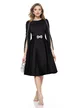 Rochie de ocazie eleganta neagra din neopren cu contururi de cristale si curea
