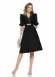 Rochie de ocazie eleganta neagra din neopren cu decolteu si aplicatii de cristale si curea