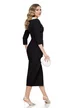 Rochie de ocazie eleganta neagra midi cu guler alb cu volan de organza si nasturi argintii