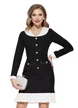 Rochie de ocazie eleganta neagra midi tip sarafan cu volan plisat si nasturi argintii