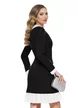 Rochie de ocazie eleganta neagra midi tip sarafan cu volan plisat si nasturi argintii