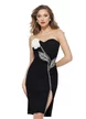 Rochie de ocazie eleganta neagra mini cu cupe buretate si floare stilizata