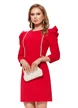 Rochie de ocazie eleganta rosie cu insertii spectaculoase de cristale si maneci bufante
