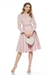 Rochie de ocazie eleganta roz din neopren cu contururi de cristale si curea