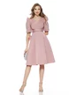 Rochie de ocazie eleganta roz din neopren cu decolteu si aplicatii de cristale si curea