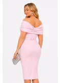 Rochie de ocazie eleganta roz din neopren pe umeri si cristale maxi picture - 2