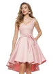 Rochie de ocazie Fofy midi din tafta roz bebe usor elastica cu bust din dantela premium cu paiete fine