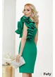  Rochie de ocazie Fofy verde elegantă cu volane maxi pe un umar si banda strasuri