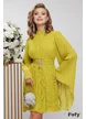 Rochie de ocazie lime din voal plisat cu maneci largi si brosa in talie