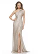 Rochie de ocazie lunga de LUX din lurex auriu cu corset spectaculos