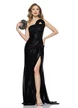 Rochie de ocazie lunga de LUX din lurex negru cu corset spectaculos