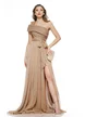 Rochie de ocazie lunga de LUX spectaculoasa din lurex mocca mouse cu bust structurat u 