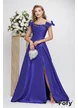 Rochie de ocazie lunga de LUX spectaculoasa din tafta albastra cu corset cu cristale si fundite