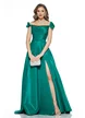 Rochie de ocazie lunga de LUX spectaculoasa din tafta verde cu corset cu cristale si fundite