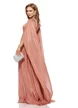 Rochie de ocazie lunga de LUX spectaculoasa din voal dusty rose usor satinat cu aplicatii argintii si maneci despicate