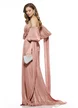 Rochie de ocazie lunga de LUX spectaculoasa din voal roz usor satinat dusty rose cu maneci detasabile