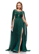 Rochie de ocazie lunga de LUX spectaculoasa din voal verde usor satinat cu aplicatii argintii si maneci despicate