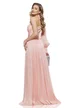 Rochie de ocazie lunga de LUX spectaculoasa pe un umar din voal satinat roz cu aplicatie premium din cristale argintii