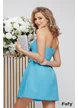 Rochie de ocazie mini bleu ciel cu corset si petala cu strasuri