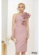  Rochie de ocazie roz pudra elegantă cu volane maxi pe un umar si curea