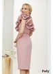  Rochie de ocazie roz pudra elegantă cu volane maxi pe un umar si curea