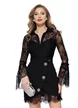 Rochie de ocazie spectaculoasa din dantela premium maneci cu volane si nasturi din cristale