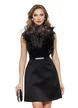 Rochie de ocazie spectaculoasa din tafta neagra cu fronseuri plisate din organza si curea