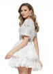 Rochie de ocazie spectaculoasa mini organza alba cu corset si decolteu