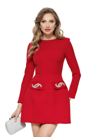 Rochie de ocazie spectaculoasa mini rosie cu cristale