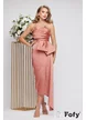 Rochie de ocazie spectaculoasa roz pudra din tafta premium cu corset cu margele si paiete fine