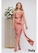 Rochie de ocazie spectaculoasa roz pudra din tafta premium cu corset cu margele si paiete fine