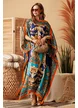Rochie de plaja din matase diafana cu imprimeu baroc multicolor