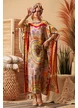 Rochie de plaja din matase diafana cu mandale multicolore si esarfa inclusa