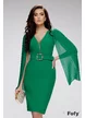 Rochie de seara eleganta verde tonic cu decolteu maneci despicate si voal plisat si centura