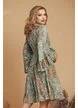 Rochie de vara boho premium din matase naturala cu volane pelicula aurie si ciucuri decorativi