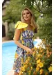 Rochie de vara cu bretele imprimeu Amalfi cu funde maxi galbene