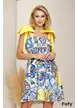 Rochie de vara cu bretele imprimeu Amalfi cu funde maxi galbene