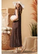 Rochie de vara din matase de vascoza satinata mocca mouse cu buline
