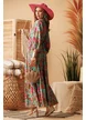 Rochie de vara lunga boho premium din matase naturala cu maneca fluture si flori 