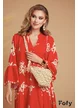 Rochie de vara lunga rosie din vascoza racoroasa supersoft cu imprimeu boho