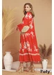 Rochie de vara lunga rosie din vascoza racoroasa supersoft cu imprimeu boho