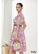 Rochie de vara midi din voal fin satinat cu imprimeu floral multicolor
